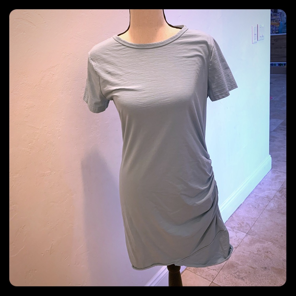 Grey Blue Short Sleeve Summer Sheath Dress